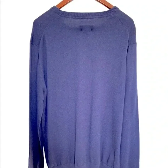 Wallin & Brothers Blue Classic Crew Neck Cashmere Cotton Sweater XL - Picture 4 of 6
